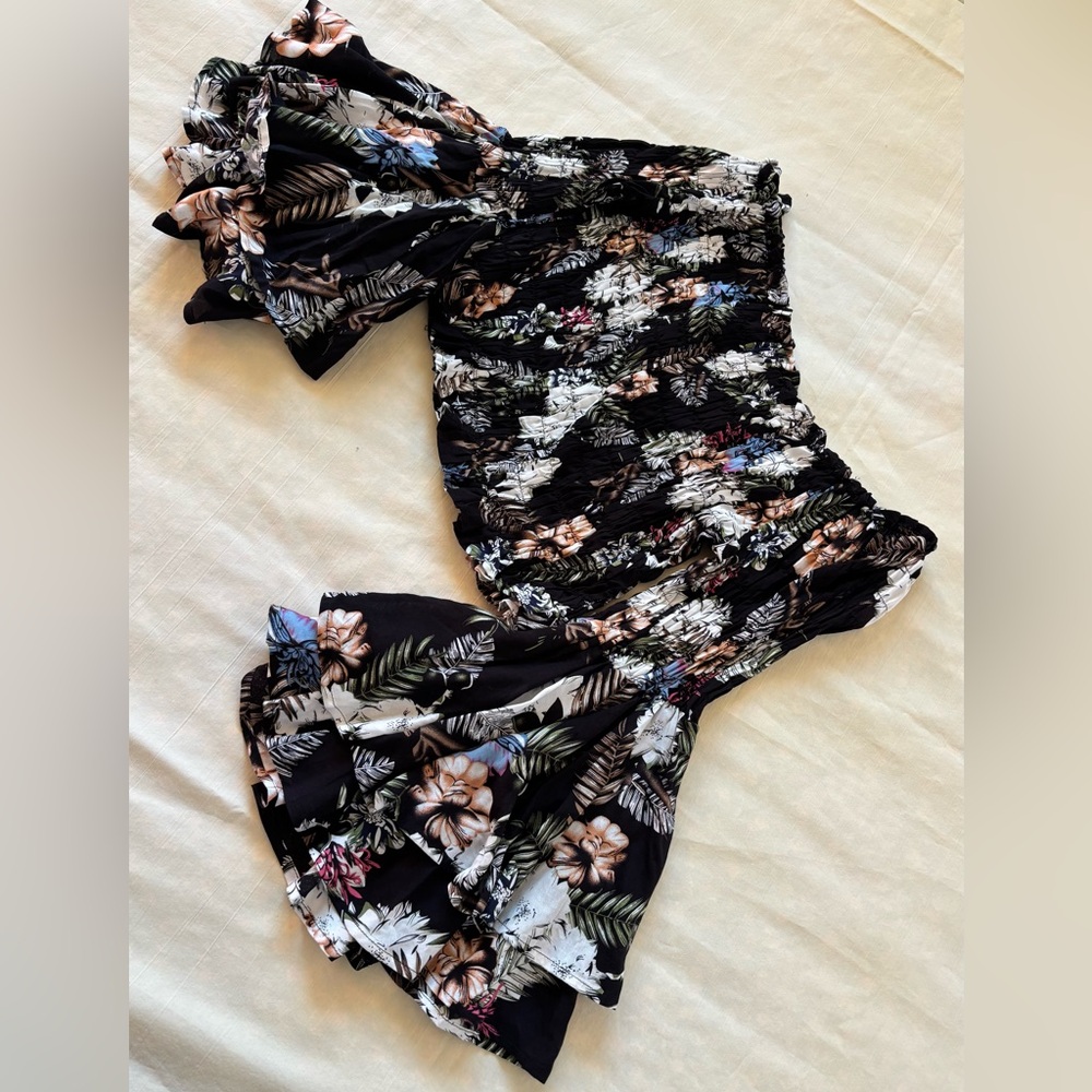 Ewto Elegant Floral Off-Shoulder Crop Top Size M long sleeve - Picture 9 of 14